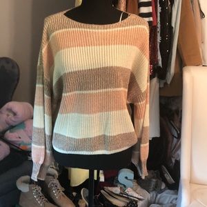 Billabong Striped Sweater in Cream and Tan